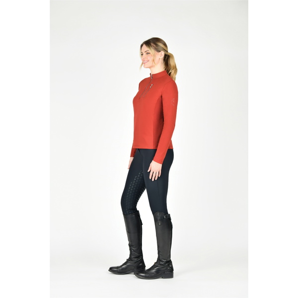 Weatherbeeta Womens Reno Lang Ärmel Reiten Top 1023216 - Rot Ocker